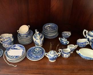 blue and white miniature tea set vintage