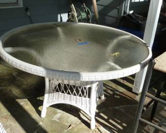 glass top wicker table