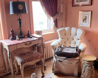 Dressing table and stool.