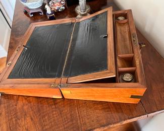 19th century Walnut Lap Desk. 14"x9"x5",original leather top.