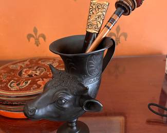 Reproduction metal vessel.