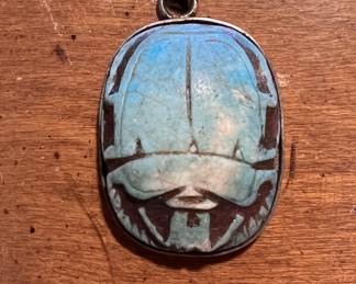Scarab pendant mounted in sterling.
