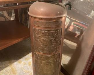 Vintage Red Top copper fire extinguisher
