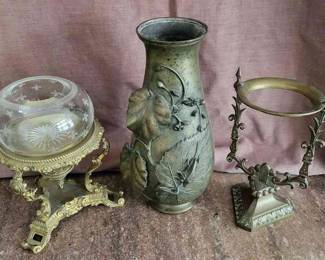 Art Nouveau Vintage Bronze Vase Plus