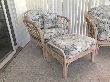 Benchcraft by Ashley Rattan Arm Chair Ottoman 