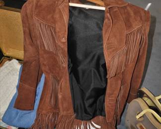 Leather jacket with fringe