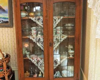 Oak curio cabinet