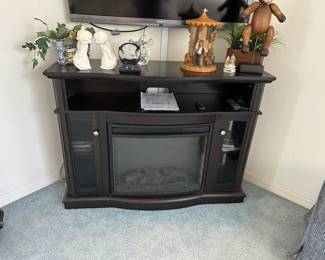 Black TV Console with Fireplace