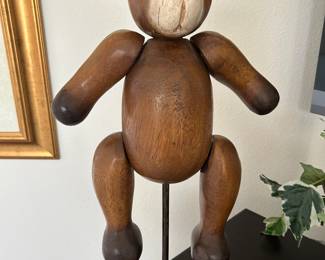 Vintage Wood Bear on stand