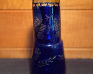 Bohemian glass carafe and glass 