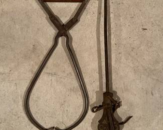 Ice tongs and hanging scale 