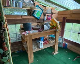 Inside of hand built she shed..