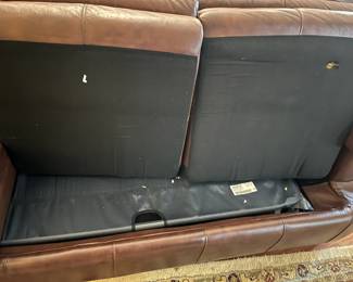 #1	brown sectional hide a bed sofa with recliner end 110x84 3 pieces	 $300.00 			
