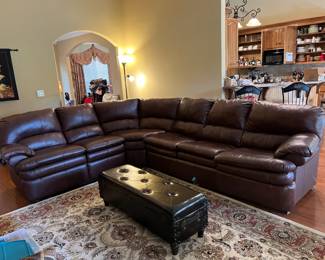 #1	brown sectional hide a bed sofa with recliner end 110x84 3 pieces	 $300.00 			
