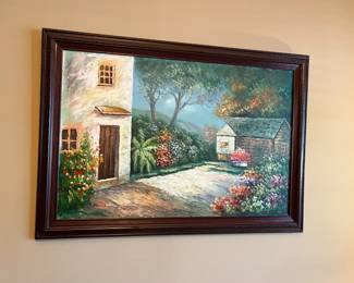 #18	Oil Painting of Cottage - 41x29 Framed By James	 $75.00 			
