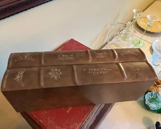 #20	Gold Wooden Storage Box w/2 locks & Hinges - "The Tale of Two Cities" - 14x5x4.5"	 $29.00 			
