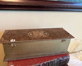 #20	Gold Wooden Storage Box w/2 locks & Hinges - "The Tale of Two Cities" - 14x5x4.5"	 $29.00 			
