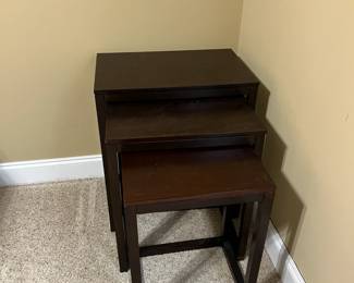 #25	Set of 3 Nesting Dark Tables - 22x14x25 Largest one	 $30.00 			
