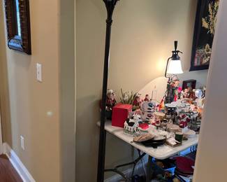 #64	Tall Metal Base Floor Lamp  w/glass bowl Top - 32" Tall	 $100.00 			
