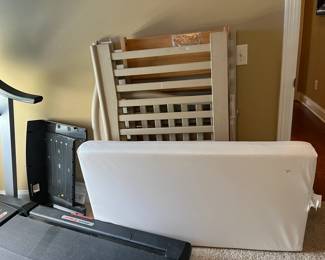 #77	Wood Painted Tan Baby Bed w/Baby Mattress	 $75.00 			
