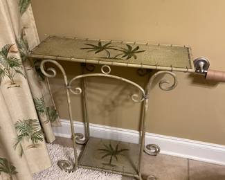 #79	Metal Palm Tree Table w/wood painted palm tree top - 1 shelf - 36x9x28	 $30.00 			
