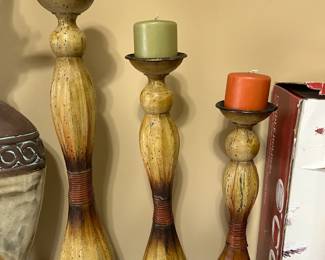 #80	Set of 3 Tall Metal Candle Holders - 25" down to 18" Tall	 $30.00 			

