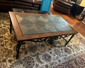 #83	Iron Base w/Slate Tile Top Coffee Table - 51x29x20 - Super Heavy (as is top)	 $125.00 			
