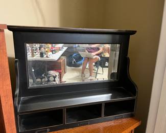 #87	Black Painted Beveled Mirror w/3 cubbies - 24.5x6x19	 $30.00 			
