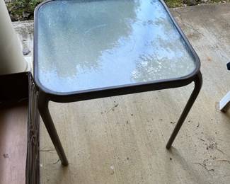 #141	aluminum Square Glass top Table - 20sq x 19	 $20.00 			
