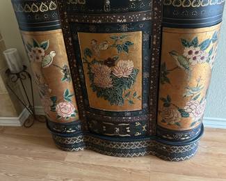 Chinese colorful asian birds flower cabinet 