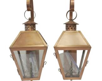 PAIR CHARLESTON COPPER GAS WALL LANTERNS