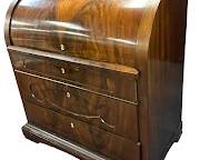 BIEDERMEIER BUREAU A CYLINDRE FLAME MAHOGANY