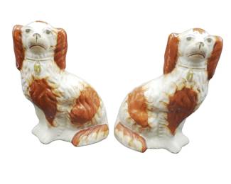 PAIR OF STAFFORDSHIRE KING CHARLES SPANIEL DOG FIGURINES
