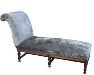 ANTIQUE CHAISE IN SAGE VELVET