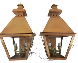 PAIR CHARLESTON COPPER WALL MOUNT LANTERNS