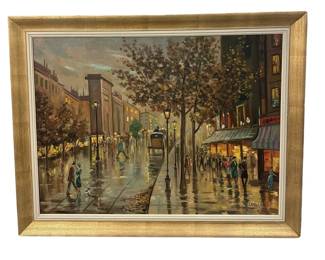 Large Post World War I Impressionist "The Arch of Porte Saint Martin" Paris, signed Leclerc lower right. Attributed to Leon Leclerc (1866-1930).