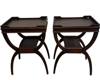 PAIR FEDERAL STYLE SIDE TABLES ON CURULE BASE