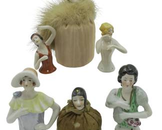 6 ART DECO PORCELAIN HALF DOLLS