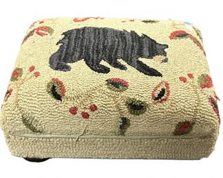 LAURA MEGROZN BLACK BEAR WOOL FOOTSTOOL