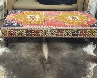 Kilim Ottoman, Cowhide Area Rug