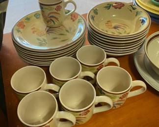 Dishes with Roosters