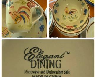 Dishes with Roosters