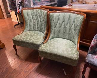 Pair Vintage Chairs with Tufted Backs
