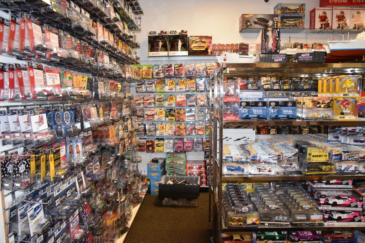 Display corner with model cars from brands like Hot Wheels ,M2 Machine, Johny Lightning, Jada,..