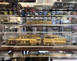 A metal-crafted model train.
