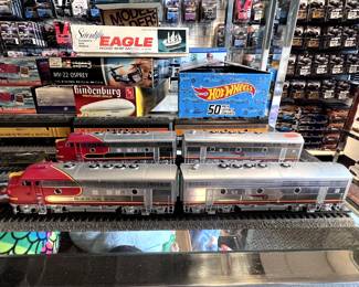 A metal-crafted model train.