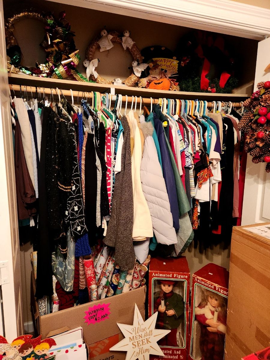 Entire ladies wardrobe.  Some brand new.  Lots of elegant gowns.