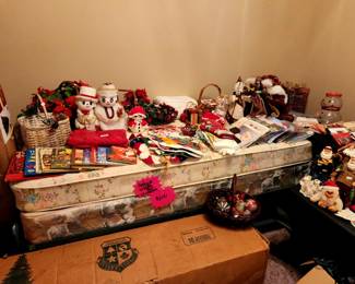 Vintage metal trundle bed with mattress.
Several Christmas trees!