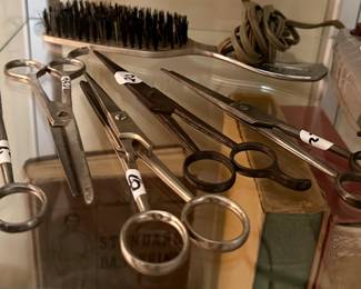 Antique Scissors and Men's Hair cutting tools