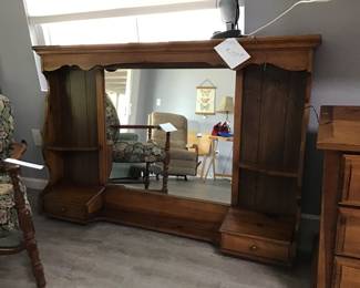 Matching Maple mirror with shelf & drawers